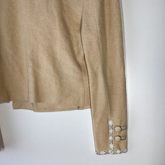 St. John Collection Beige Gold Button Cardigan Jacket Size 10 Elegant Knit - Picture 7 of 16